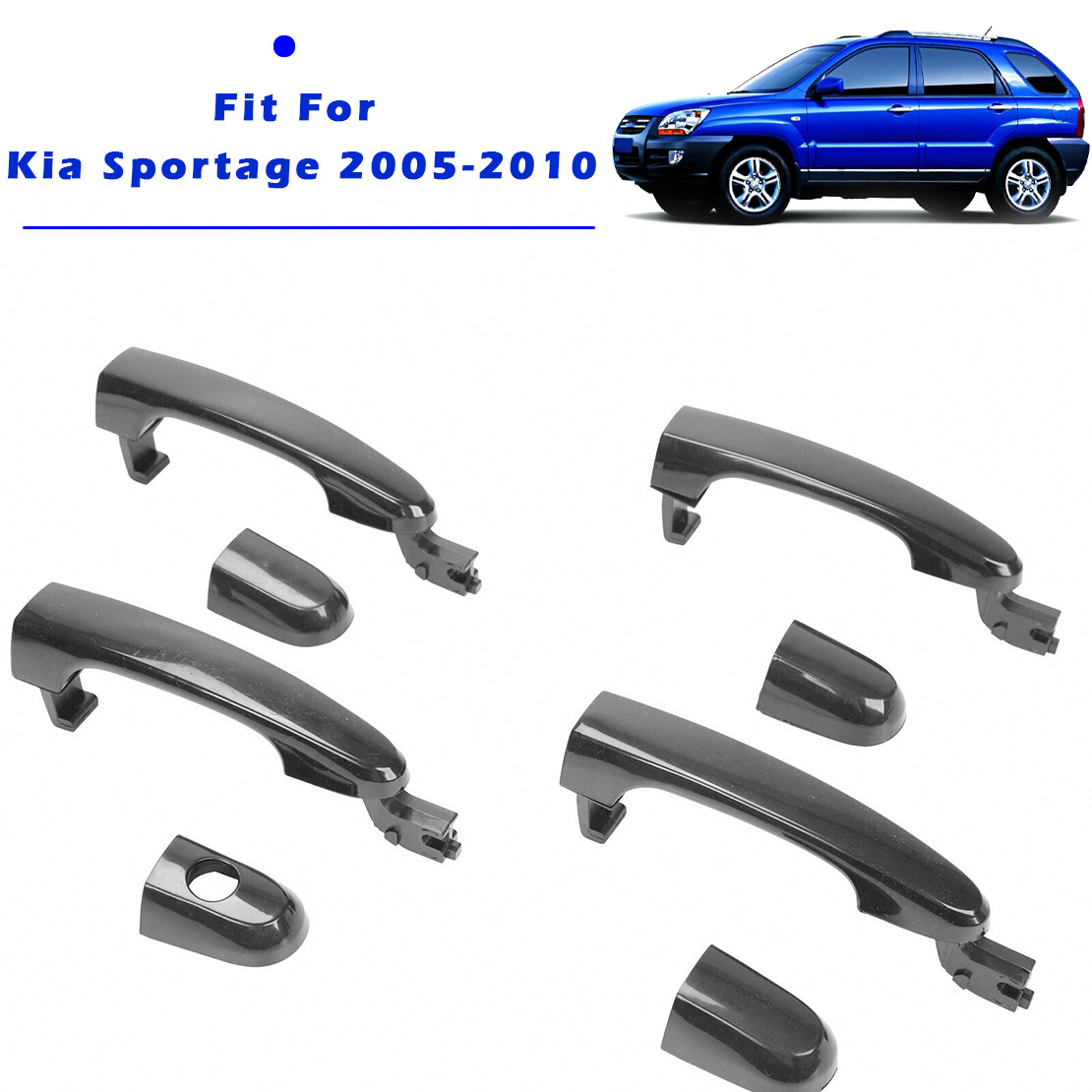 4-Piece Interior Door Handle Set – Fits Kia Sportage 2005-2010 – Front & Rear, Left & Right