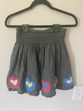 Mini Boden girls 13-14Y skirt olive green with heart-apple trim