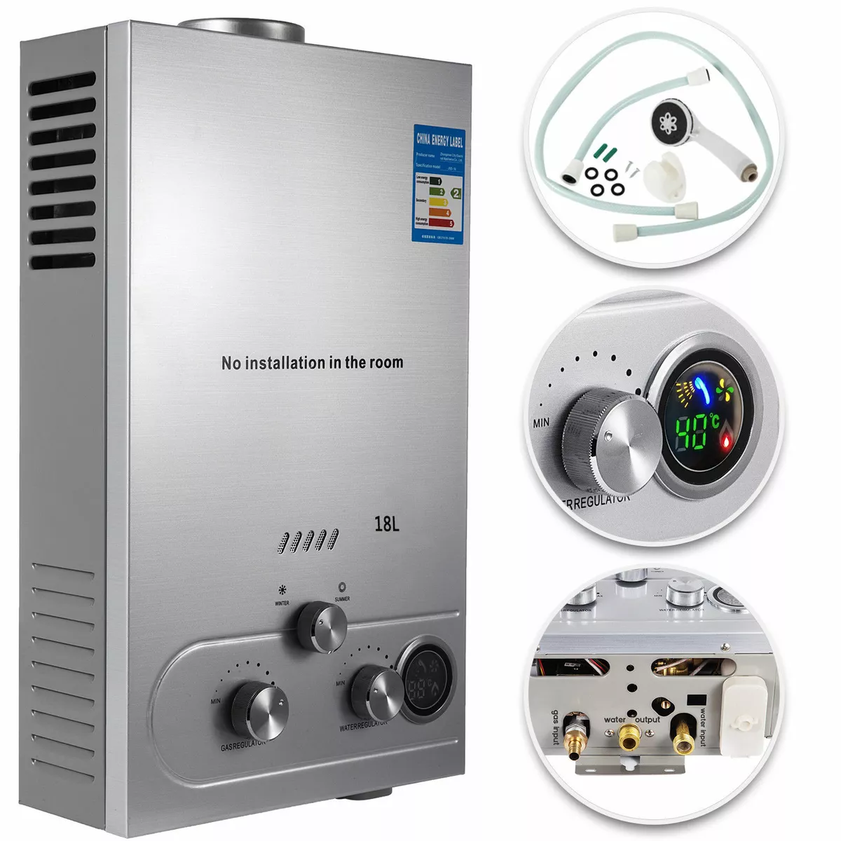 18L 5GPM On Demand Tankless Natural Propane Gas Hot Water Heater Instant Boiler
