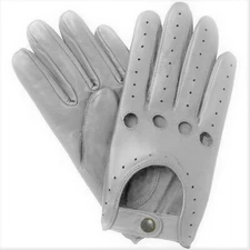 MEN'S CHAUFFEUR REAL LEATHER DRIVING GLOVES - LITE GREY-