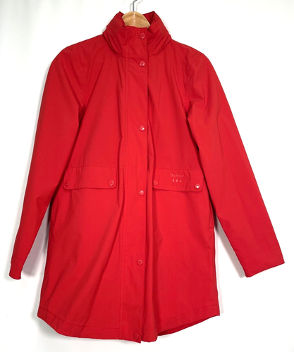 Barbour Katafront Concealed Hood Waterproof Jacket / Rain Coat, Poppy Red, US-4 - Picture 3 of 21