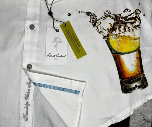 Robert Graham Zitronen Limetten Tequila 198 $ Large klassische Passform Kurzarm neu mit Etikett L - Bild 7 von 9
