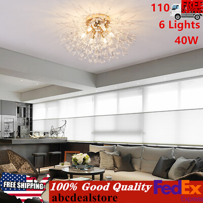 Elegant Firework Crystal Chandelier Fixture Dandelion Pendant Lamp Decor 40 W US