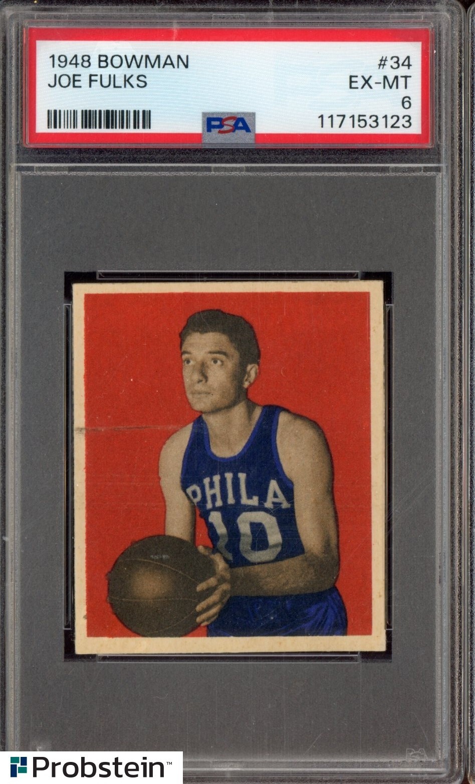 1948 Bowman Basketball #34 Joe Fulks Philadelphia Warriors RC Rookie HOF PSA 6