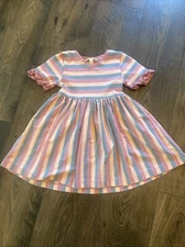 Matilda Jane Just Imagine Emery Girls Multi-Striped Dress Size 4 EUC