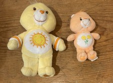 Vintage Carebears 7" Funshine Bear 4 1/2" Friend Bear