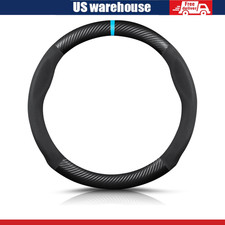 Carbon Fiber Microfiber Pu Leather Anti-slip Steering Wheel Cover Black Blue Carbon Fiber Microfiber Pu Leather Anti-slip Steering Wheel Cover Black Blue