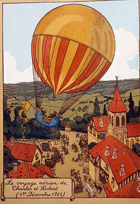 First Flight Hydrogen Filled Balloon With Physician Jacques Charle- Old Photo