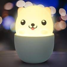 Lámpara de Mesita de Noche LED Bebé Niños Luz de Noche Silicona Cachorro Luz ...