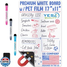 Magnetic Dry Erase White Board Sheet for Fridge - 17x11 - Stain R