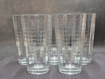 Pasabahce Block Optic Glasses Set of 5 Clear Grid Tumblers Turkey