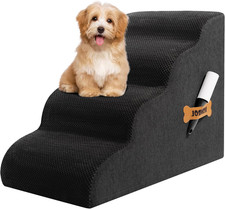 4-Tier Dog Stairs for Bed and Couch - Durable Non-Slip Dog Ramp Extra Wide Steps
