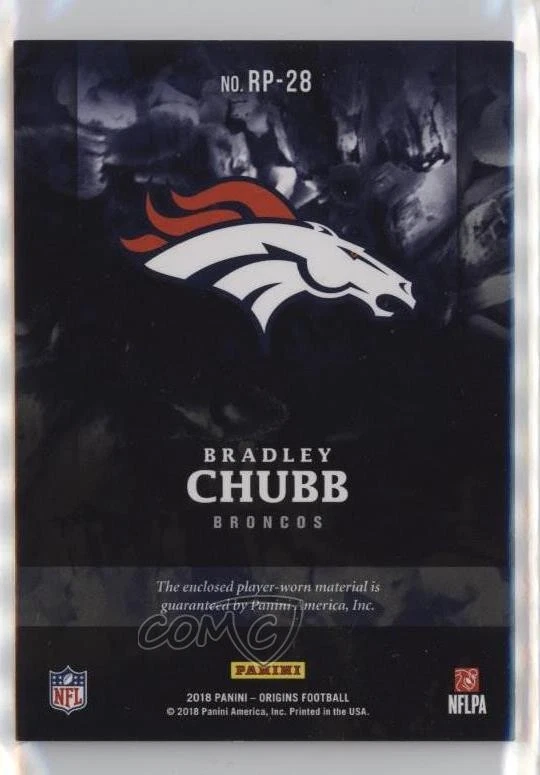 2018 Panini Origins Rookie Patch Blue /49 Bradley Chubb #RP-28 Patch RC - Image 2 of 2