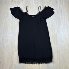 ASOS Black Off Shoulder Short Sleeve Lace Detailing Straight Silhouette Dress 4