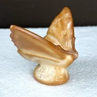 Vtg 1980s Fenton Art Glass Moth Butterfly Caramel Butterscotch Milk Swirl RARE!
