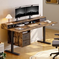 Standing Desk with Drawers, 63x24 Inch Electric Stand Up Desk with 3 Drawers