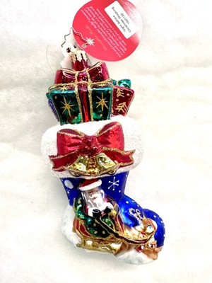 Christopher Radko *NEW* NIGHT BEFORE CHRISTMAS STOCKING Ornament 1021430 Gem