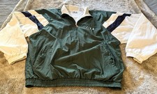 Vintage FILA Nylon Quarter Zip Jacket Green/White XL