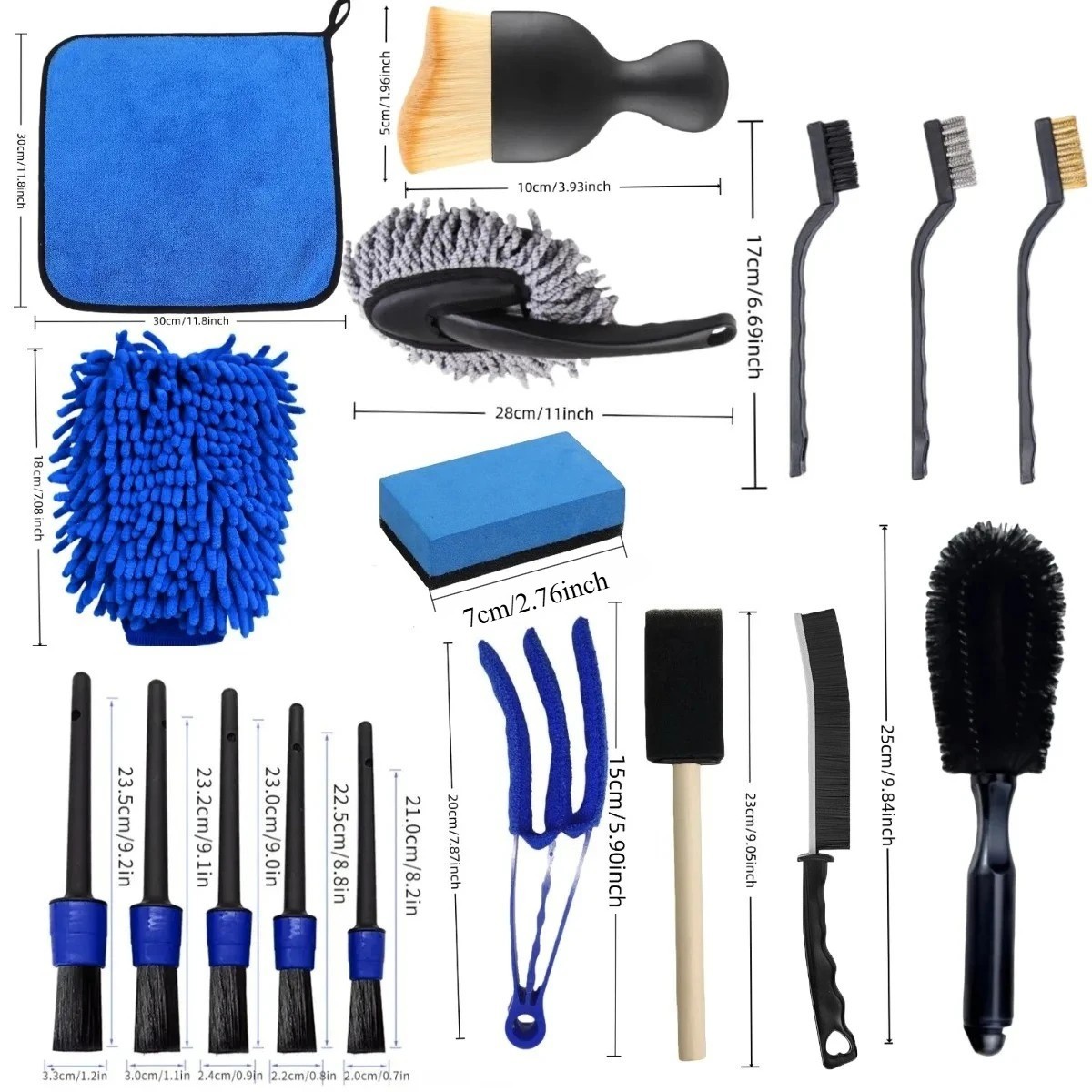 Kit Attrezzi Pulizia Auto Dettagli Interni Spazzole Spugne 20 Pezzi Auto Moto - Miniatura 6