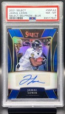 2021 Select Jamal Lewis Signatures Blue Prizm Auto #/99 Ravens Legend HOF PSA 8