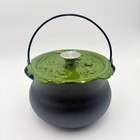 Smith & Clark 4QT Cast Iron Cauldron Witches Brew Bubbling Lid Green Halloween