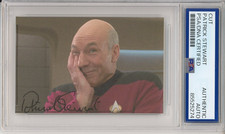 Patrick Stewart SIGNED Star Trek Captain Jean Picard Photo Cut PSA DNA COA