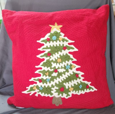Devi Designs Christmas Holiday Throw Pillow Textured Tree Festive Decoration 