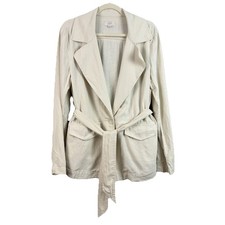LOFT Outlet Women s S Beige Linen Blend Belted Jacket Lightweight Blazer