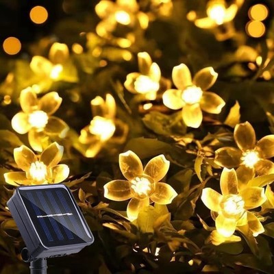 Solar Flower String Lights Outdoor Waterproof 50 Led Fairy Light Christmas Decor