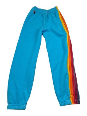 Aviator Nation Kids Classic 5 Stripe Sweatpants Size 10 Neon Blue Made in USA
