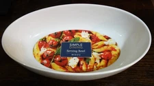 Simple Dining Solid White Oval Serving Bowl 68oz (2 L) 12"x7"x3" New without box