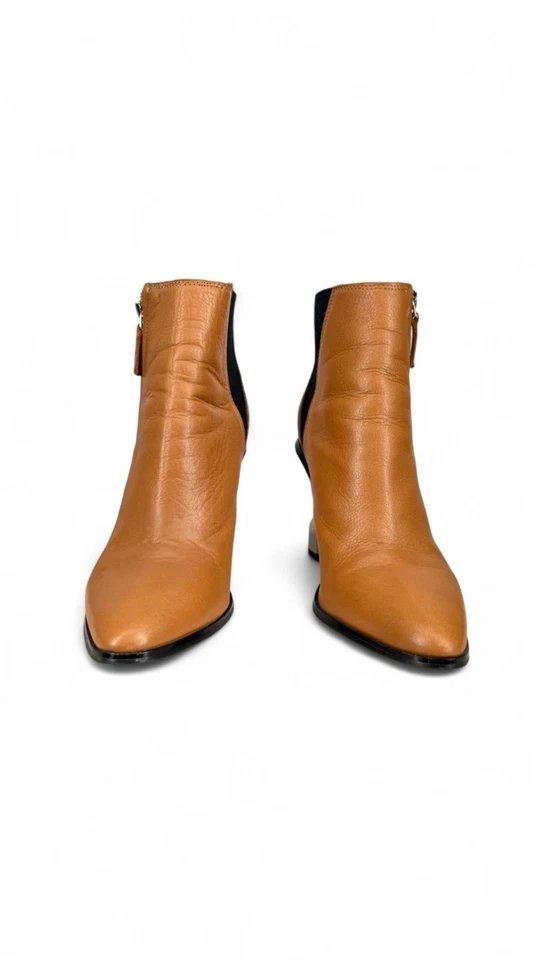Botas al tobillo Aldo para mujer de cuero marrón con punta plateadas talla 9,5 Foto 4 de 4