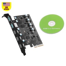 PCIe to USB 3.2 Gen 2 Expansion Card With 5 Ports 2 USB-A 3 USB-C For Win