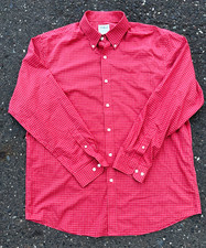 L.L.Bean Men's Traditional Fit Dress Shirt L 32/33 Red White Check Button-Down