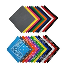 Mechaly Kerchiefs Cotton 22 x 22 In Headband - Paisley and Solid Colors