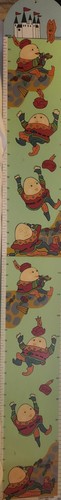Vintage Humpty Dumpty Child Growth Wooden Chart foldable Wall Hanging- RARE 