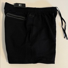Under Armour Unstoppable Shorts Mens L Fleece Grid Black 1390273 zip pocket 80