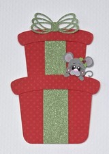 Christmas Present With Mouse. Scrapbook, Card Making Paper Piecing
