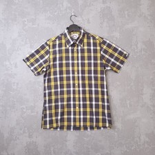 Brutus Trim Fit Short Sleeve Shirt Men's Medium Black Yellow Check Button-Up