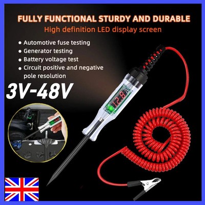 12V Stromkreistester Sonde 3-48V Elektroauto Sicherung Prüflampe Spannung Stift Detektor