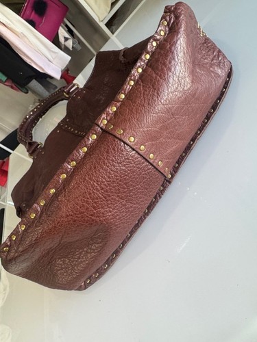 Linea Pelle Tasche Gold Nieten Leder Burgund - Bild 3 von 10