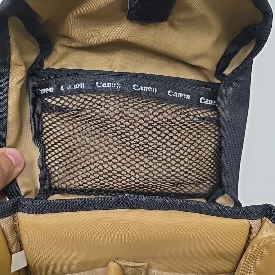 Vintage Black Tan Canvas Canon Camera Shoulder Bag With Adjustable Strap Badge - Image 3 of 4