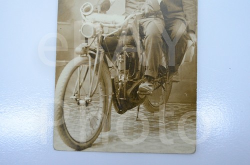 Indian Motorcycle RPPC Photo Studio Portraits 1910's Antique Vtg - Picture 7 of 15