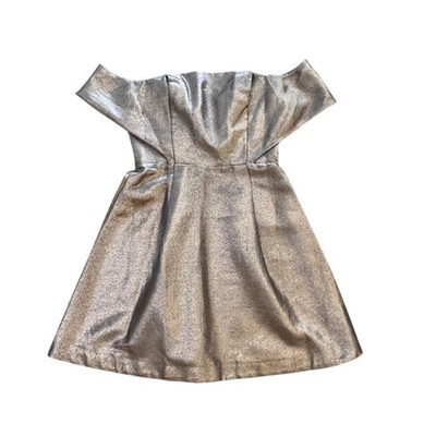 Sandro Palacio Gold Metallic Party Dress Off Shoulder Mini Sz 1 US 4 Designer