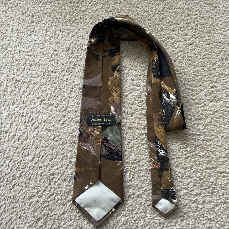 Lote de 3 corbatas de seda vintage para hombre Bellini Bella Nona geométricas multicolores Italia Foto 4 de 4
