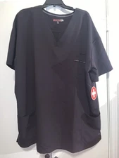 White Cross V Tess 5XL Women Scrub Uniform Solid Black