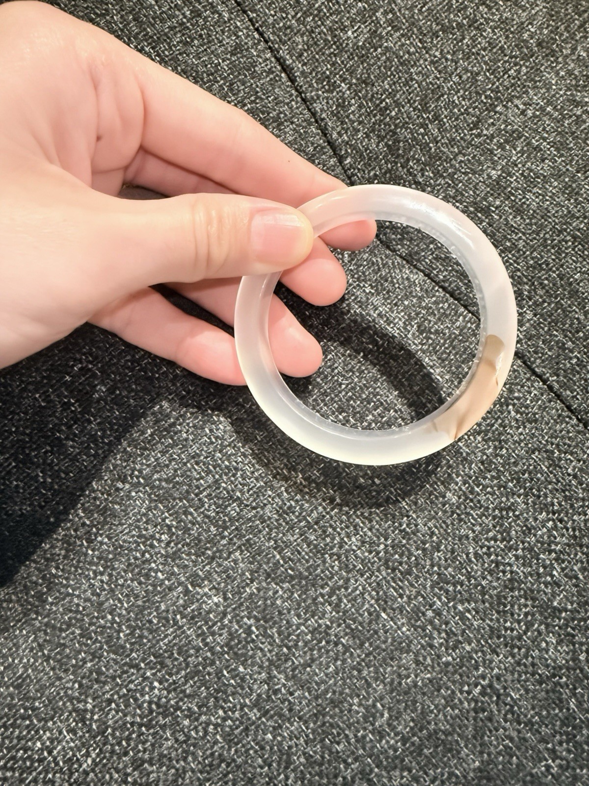 White Agate Bangle Bracelet – Translucent Milky W… - image 6