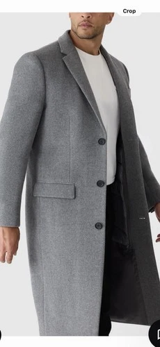 Mackage Men’s Gray Long Wool Blend Overcoat Zip Insert Notch Lapel Pockets 44 - product listing photo
