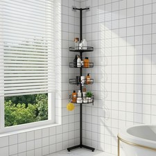 Corner Shower Caddy Tension Pole, Sturdy Rust-Resistant Shower Corner Shelf O...