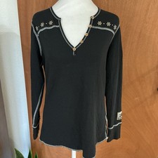 Alp N Rock Henley Women’s XL Black Apres Ski Vail Gorsuch Embroidered
